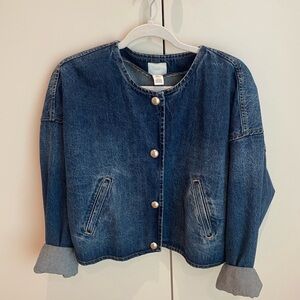 H&M denim cropped oversized jacket
